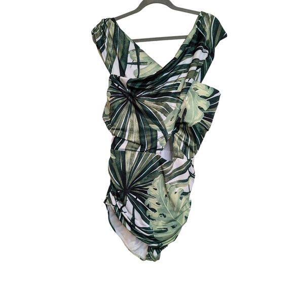 CACIQUE Swim Lightly Lined No Wire Tropical Green One Piece Swimsuit Sz 24 - Picture 1 of 4